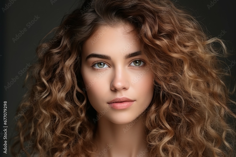 close up Woman with dry frizzy and thirsty natural curly hair close up Woman with dry frizzy and thirsty natural curly hair