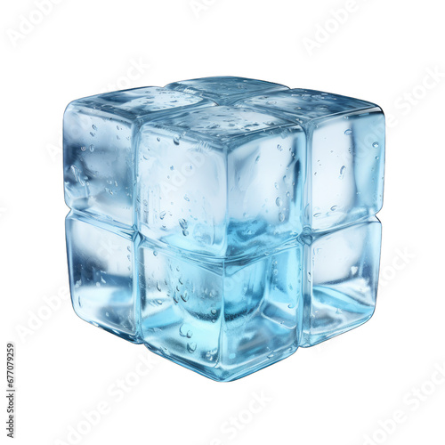 Single Ice Cube Isolated on Transparent or White Background, PNG