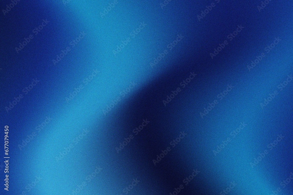 Elegant blue grainy gradient background with  noise. Blue wave background with rough texture. 