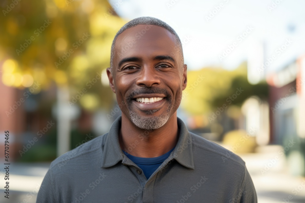 an europan black man middle-age smile at camera an europan black man middle-age smile at camera
