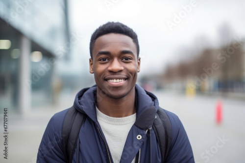 an europan africa black young man smile at camera in the city photo