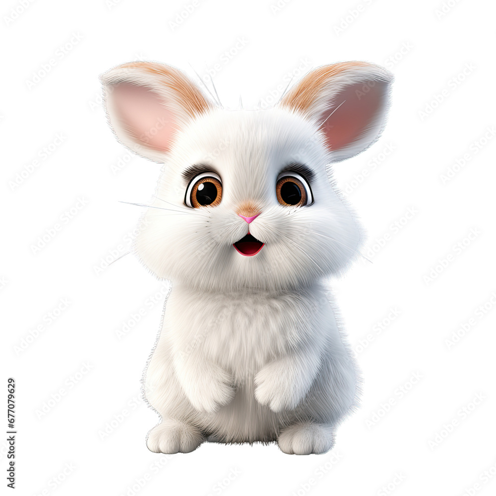 Fototapeta premium Cute Bunny Rabbit Isolated on Transparent or White Background, PNG