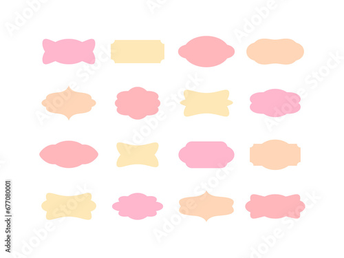 Set of labels, badges, frames. Decorative design elements. Vector illustration. 