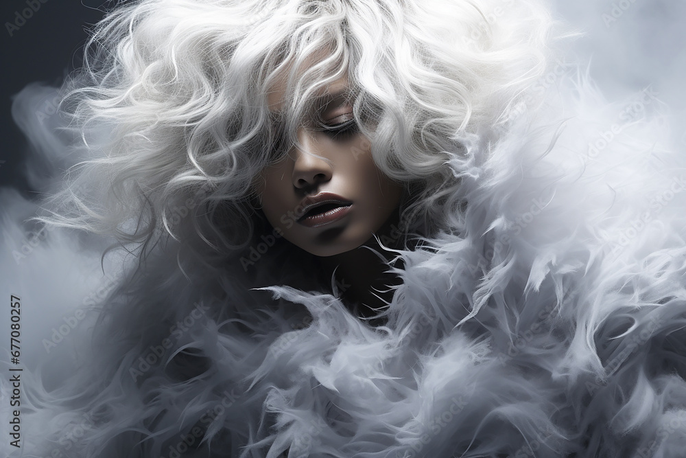 Portrait of a glamorous, luxury girl with long flowing hair. Art, studio shot. Portrait of a glamorous, luxury girl with long flowing hair. Art, studio shot.