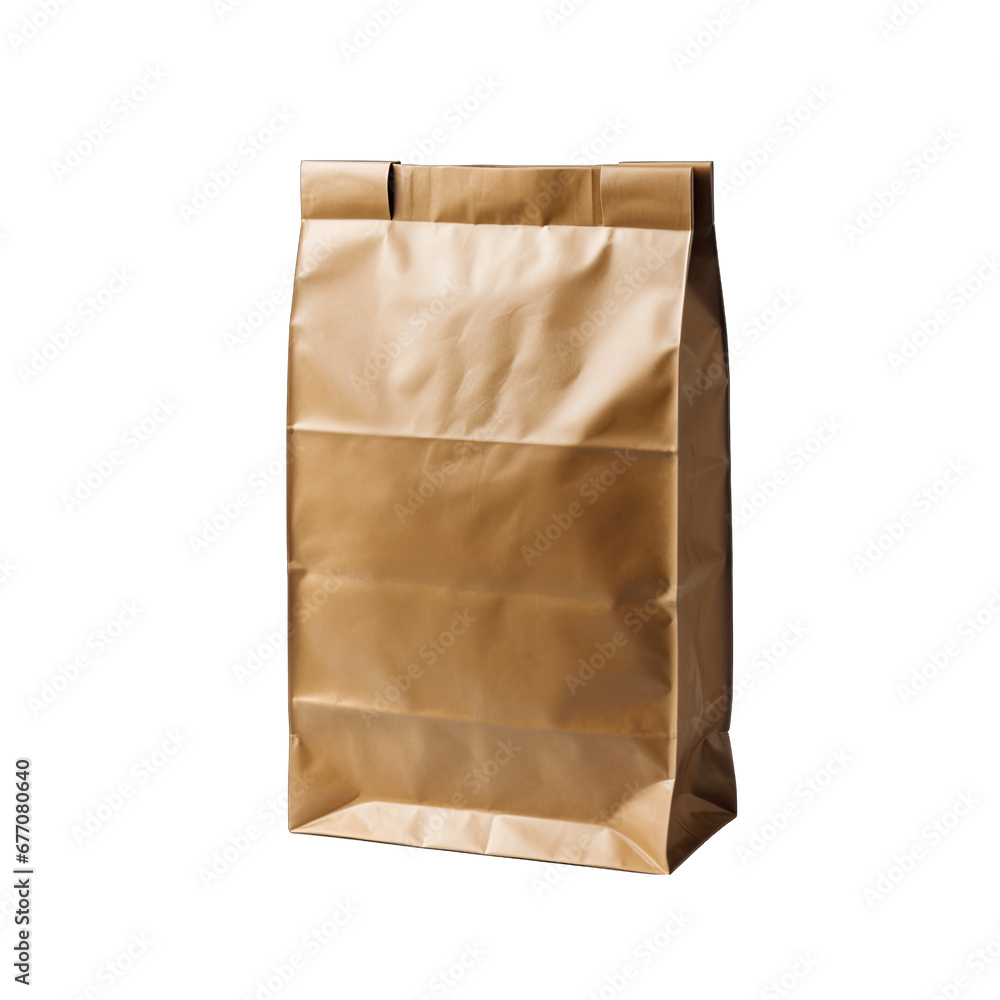 Kraft Paper Bag Standing Upright Isolated on Transparent or White Background, PNG Kraft Paper Bag Standing Upright Isolated on Transparent or White Background, PNG