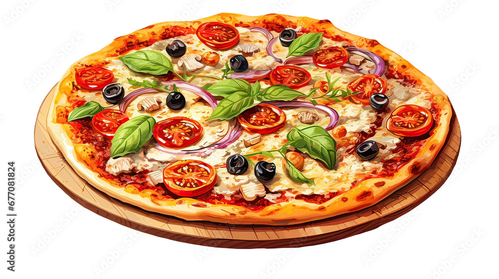 Pizza vibrant toppings AI generative Pizza vibrant toppings AI generative