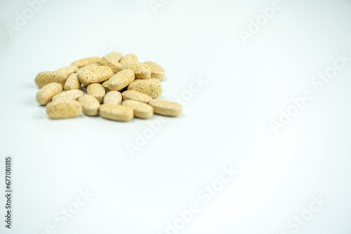 Detail of Vitamin pills and food supplement