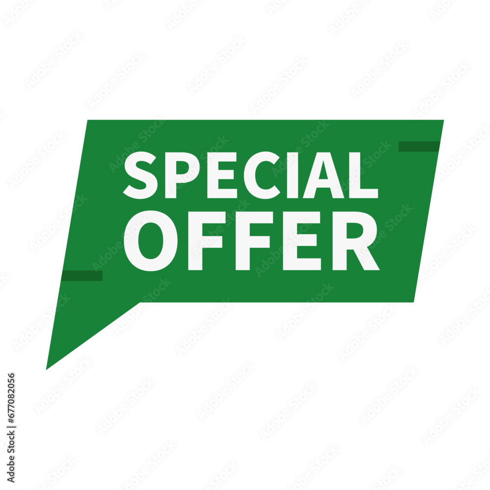 Special Offer In Green Rectangle Parallelogram Shape For Advertising Marketing
