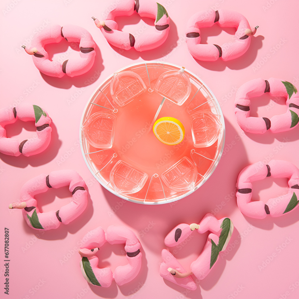 Summer creative pattern with coctail Summer creative pattern with coctail