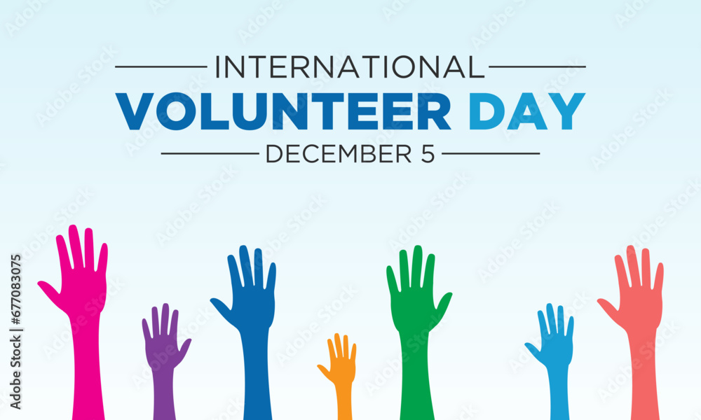 International volunteer day is observed every year on the 5th december . Vector template for banner, greeting card, poster with background. Vector illustration. International volunteer day is observed every year on the 5th december . Vector template for banner, greeting card, poster with background. Vector illustration.