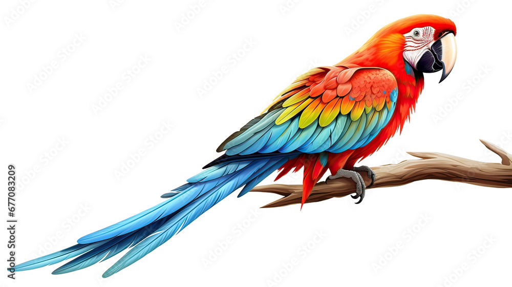Colorful macaw parrot with vibrant feathers AI generative	