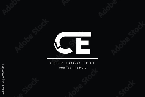Initial Letter C and E Linked Logo. Black and Yellow Geometric Shape isolated on Double Background. Usable for Business and Branding Logos. Flat Vector Logo Design Template Element

