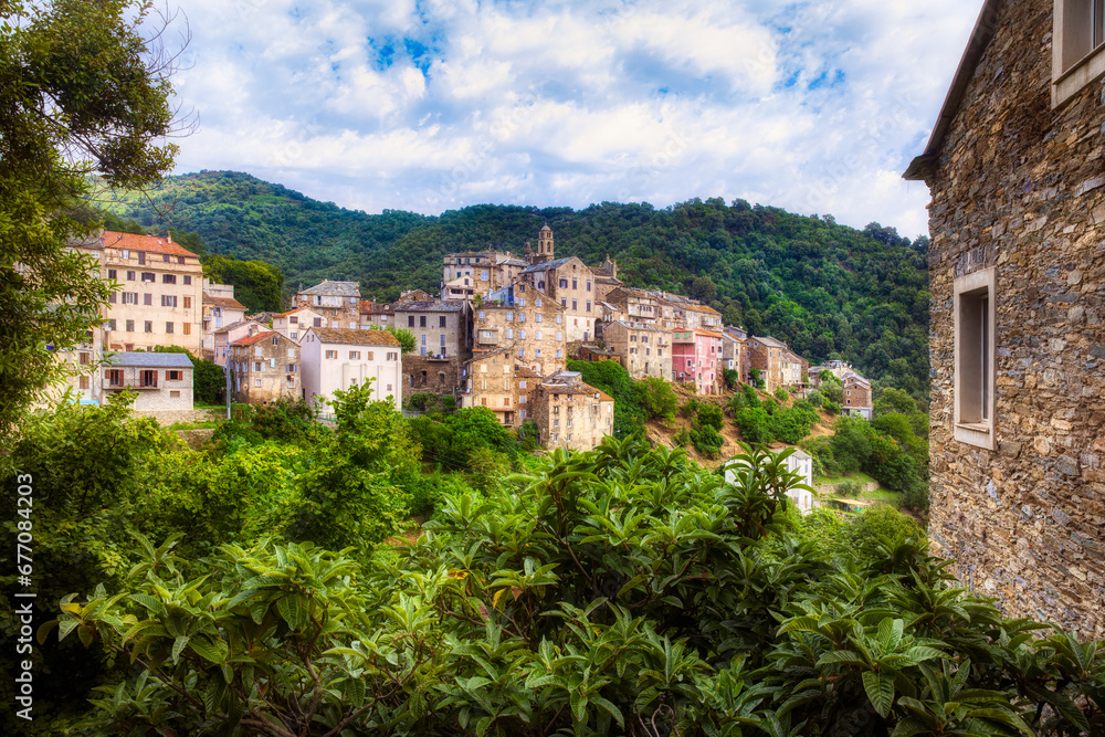 View of the Beautiful Village of Vescovato, Corsica