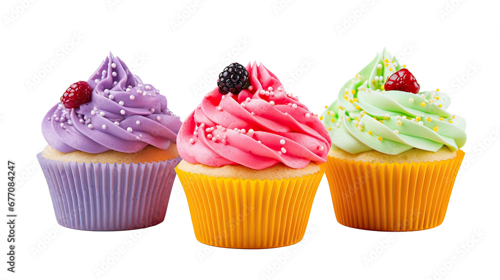 Colorful cupcakes AI generative	