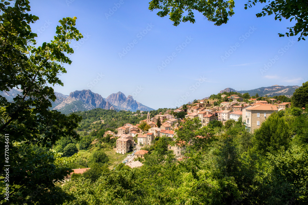 The Village of Evisa in the Corsican Mountains, France