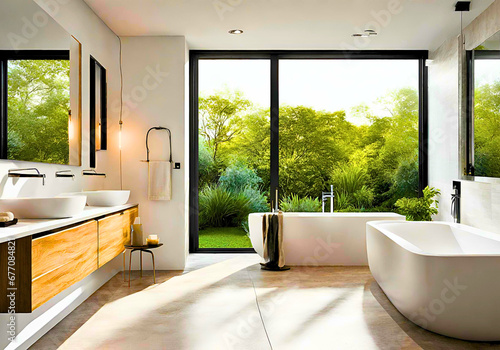 modern bathroom interior,  Luxury Bathroom with Modern Fixtures, Contemporary Bathroom Design © Muhammad