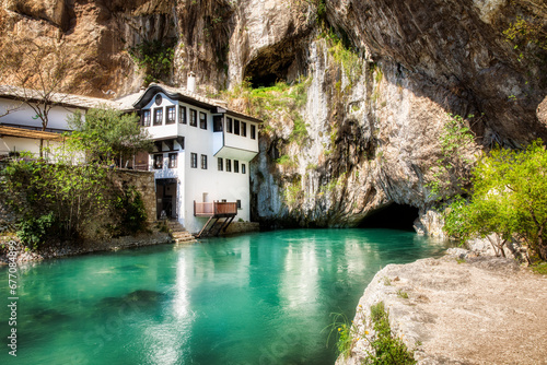 The Source of the Buna River at Blagaj Tekke, near Mostar in Bosnia and Herzegovina photo