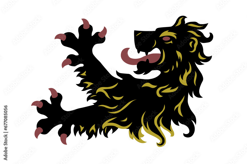 Heraldic lion head and paws with claws. Symbol, sign, line, icon, silhouette, tattoo. Isolated vector illustration. Heraldic lion head and paws with claws. Symbol, sign, line, icon, silhouette, tattoo. Isolated vector illustration.