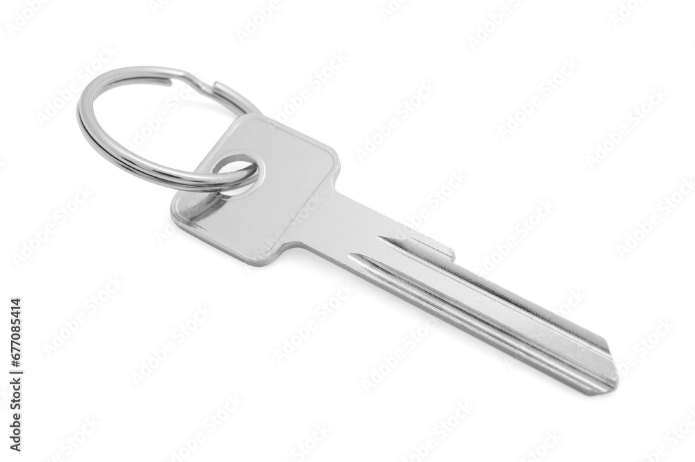 One key with ring isolated on white One key with ring isolated on white