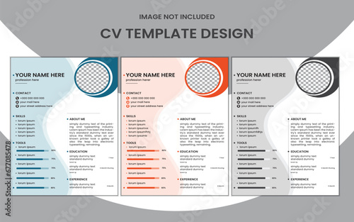 Creative and simple cv template design. photo
