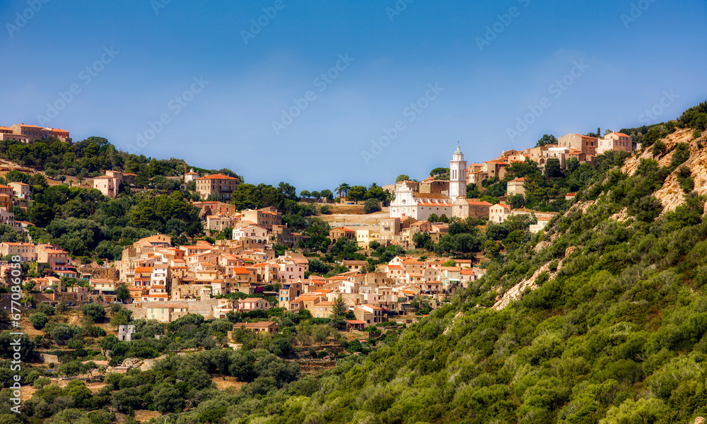 The Village of Corbara in the Balagne Region on Corsica, France