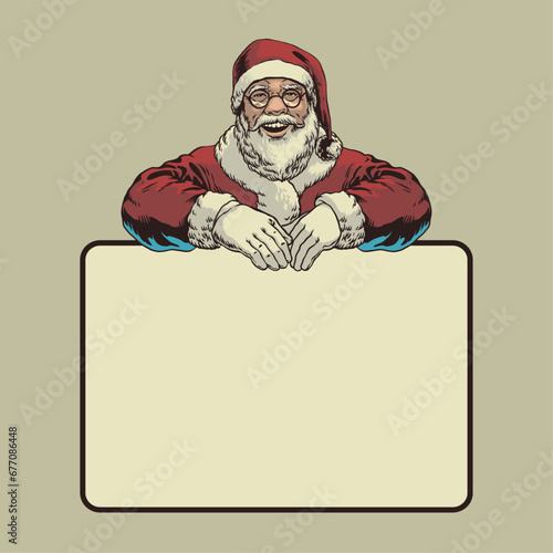 Hand Drawn Santa Claus With Blank Space For Text Vintage Style Illustration