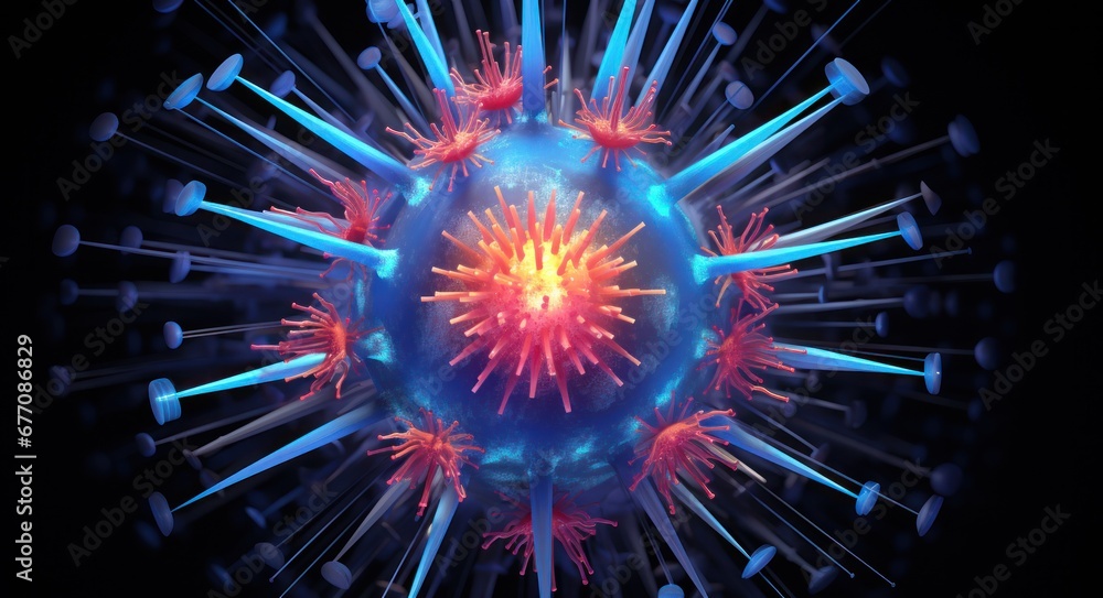 A 3D Representation of Adeno-Associated Viruses using Biological Illustration and Generative AI Techniques.