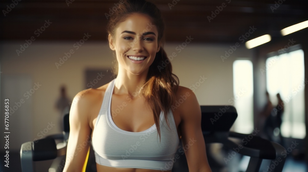 Fototapeta premium A Joyful Workout Routine Featuring a Athletic Brunette and Fit Caucasian Girl Improving Endurance and Sm