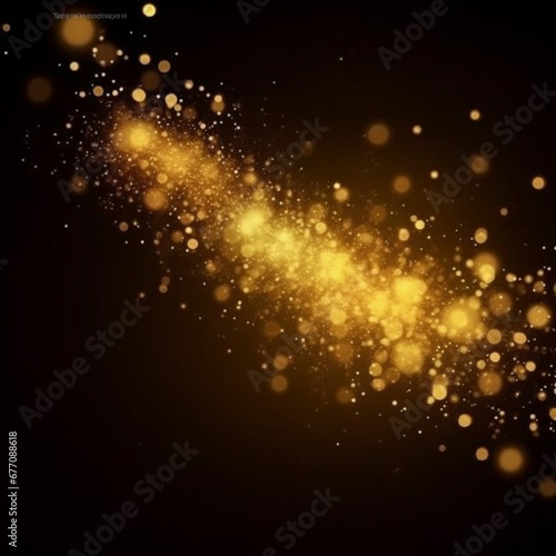 Shiny golden particles and sparkles abstract magic light transparent background