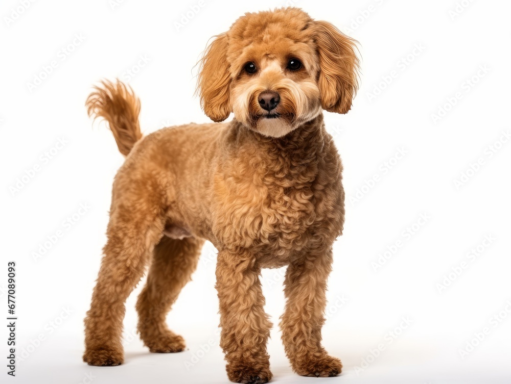 a dog standing on a white background