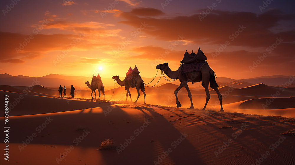 Fototapeta premium camels in the desert