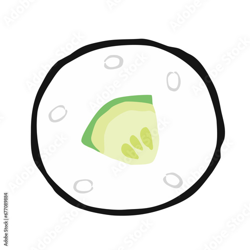 細巻き寿司の断面イラスト（かっぱ巻き）