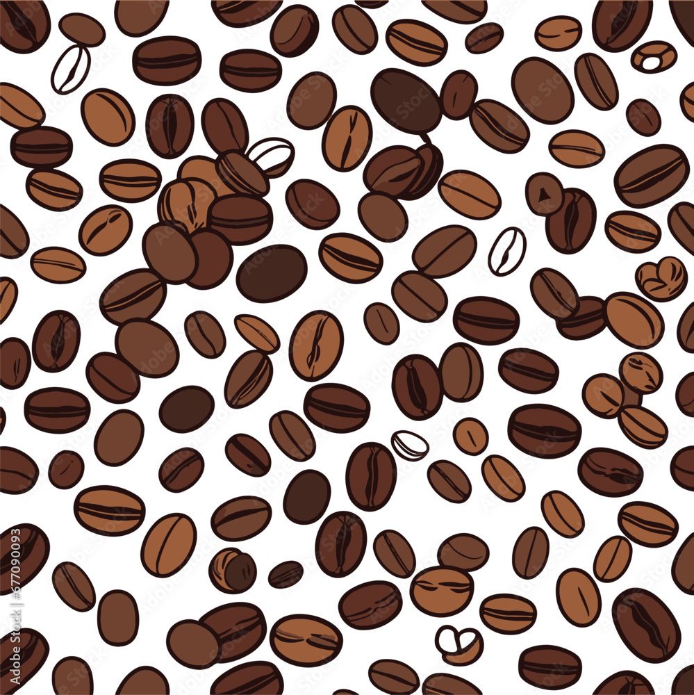Obraz premium Coffee beans pattern background vector