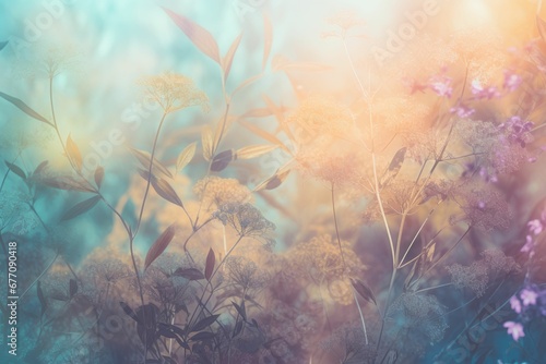 Field colorful blooming flower in pastel color for background Created with Generative AI technology.