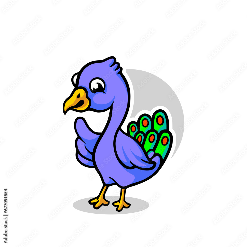 bird cartoon peacock cartoon mascot cartoon illustration 
