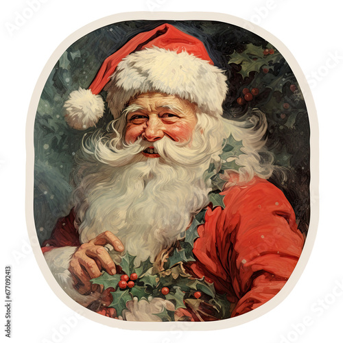 Happy Santa Sticker. Smiling Santer Claus. Joyful Father Christmas. Grinning Xmas Santa. photo