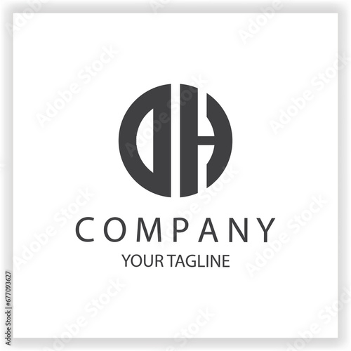 DH OH Logo monogram simple and modern circle black colour design template premium elegant vector eps 10