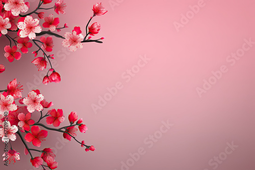Chinese new year and flowers design background for gift card  presentation  wallpaper  marketing material