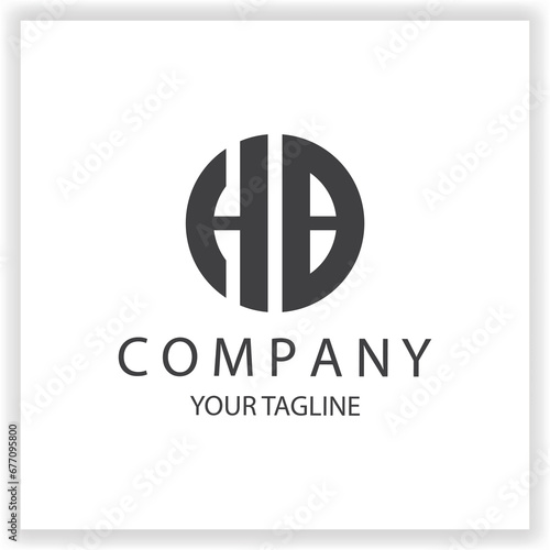 HB Logo monogram simple and modern circle black colour design template premium elegant vector eps 10