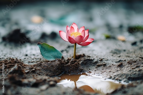 lotus flower emerging from mud concept of personal transformation  photo