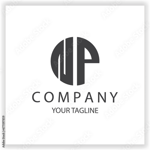 NP Logo monogram simple and modern circle black colour design template premium elegant vector eps 10