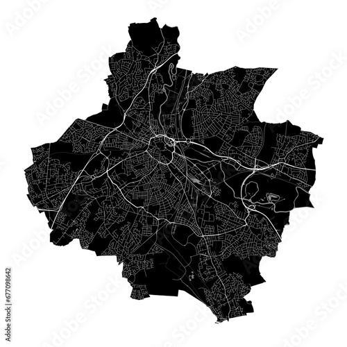 Black Derby city map, administrative area