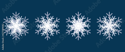 Paper cut snow flake icon vector illustration. Set of a 3d snowflake on isolated background. Christmas sign concept. photo
