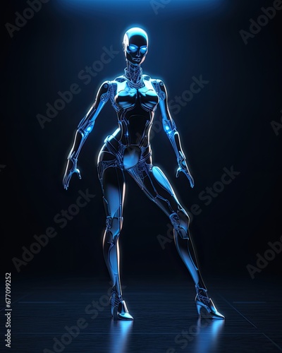 Humanoid Femail Ballet Dancer. Android Female Dance Poses. Cyborg Gymnast Action Shots. © Mike Walsh