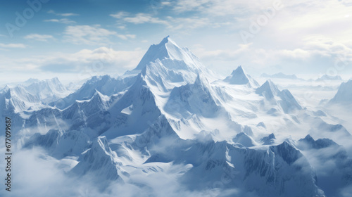 a mountain range with snow-capped peaks