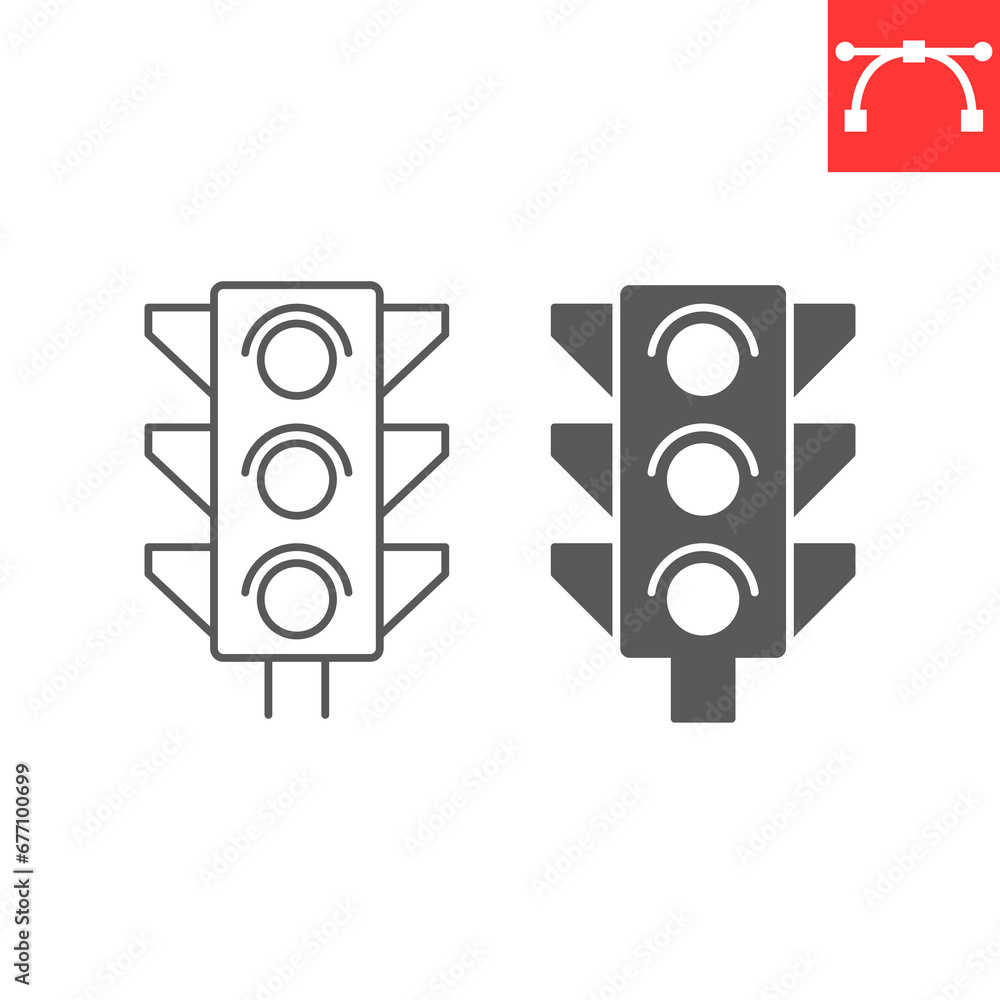 Traffic light line and glyph icon, navigation and traffic regulation, traffic light vector icon, vector graphics, editable stroke outline sign, eps 10. Traffic light line and glyph icon, navigation and traffic regulation, traffic light vector icon, vector graphics, editable stroke outline sign, eps 10.