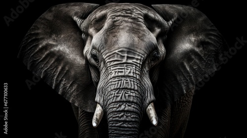 A portrait of elephant  detailed skin texture
