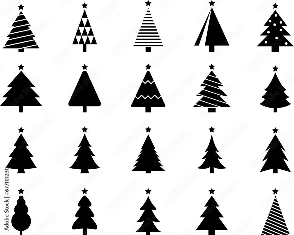 Obraz premium Christmas tree, spruce, pine icon vector image.