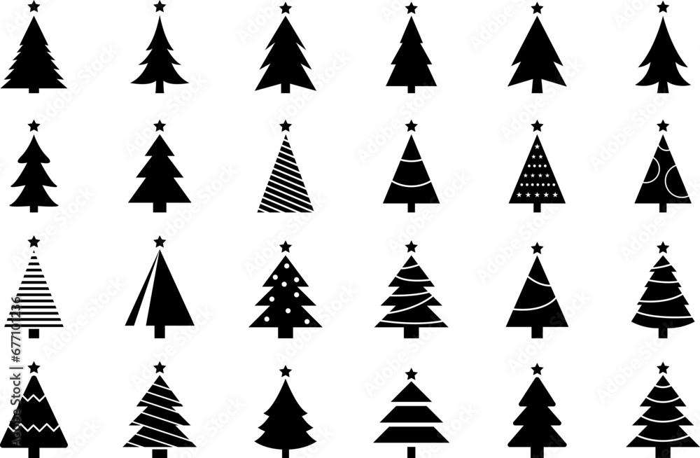 Obraz premium Christmas tree, spruce, pine icon vector image.