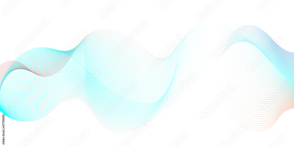 Abstract blue wave geometric Technology, data science frequency gradient lines on transparent background. Isolated on white background. blue and white wavy stripes background.